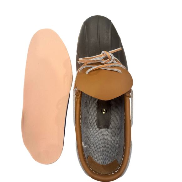 LL Bean USA Rubber Moccasin Bean Boots US 9N Leather Rubber Gum Sole 175061 - Picture 9 of 11